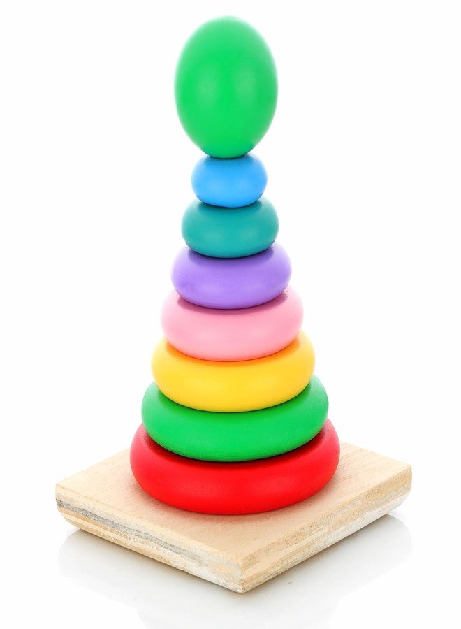 ويمسي لعبة حلقات خشبية مرحة للأطفال، لعبة فرز وتكديس حلقات بألوان قوس قزح للأطفال فوق 12 شهرًا - Image 1